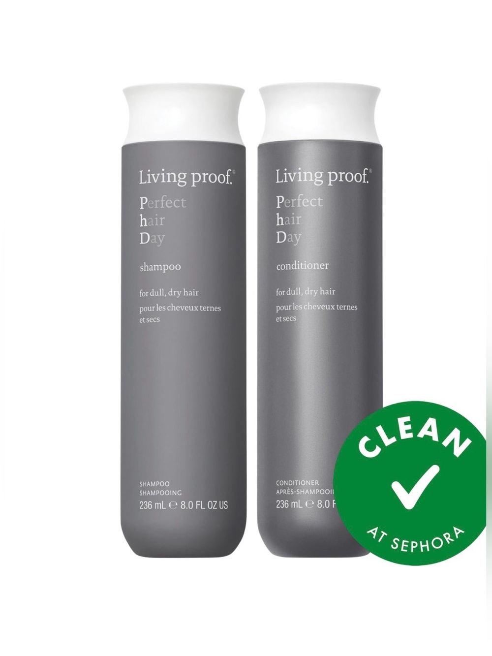 NEW Living Proof Perfect Hair Day Shampoo & Conditioner — Charcoal Gray